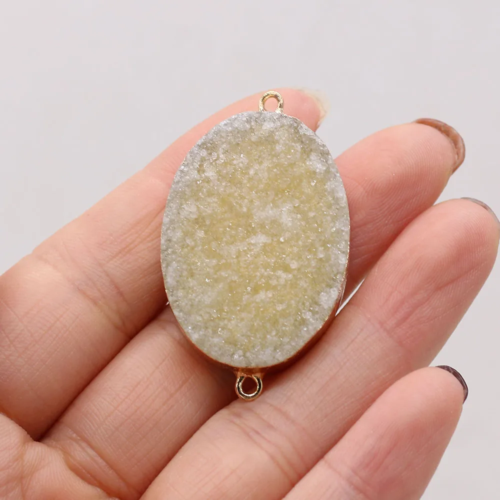 

Natural Semi-precious Stone Pendant Connector Crystal Bud Silver 25x42mm Jewelry Making Necklace Bracelet Gift