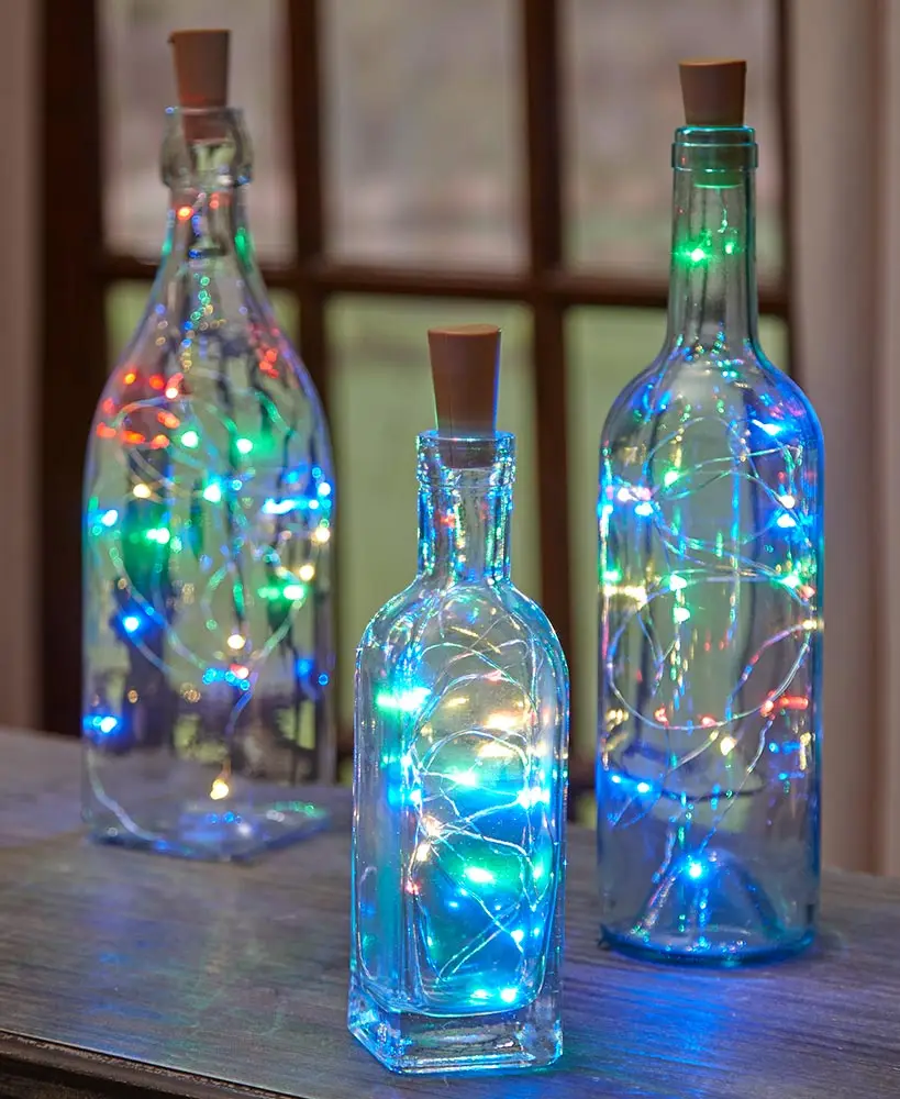 

Wine Bottle Lights with Cork Upgraded Solar Powered 20 LED Lights Waterproof Fairy Mini String Lights for DIY Party Table Christ