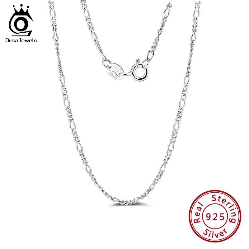 ORSA JEWELS итальянский бриллиант 5 мм цепочка Figaro Link серебряное ожерелье с цепочкой