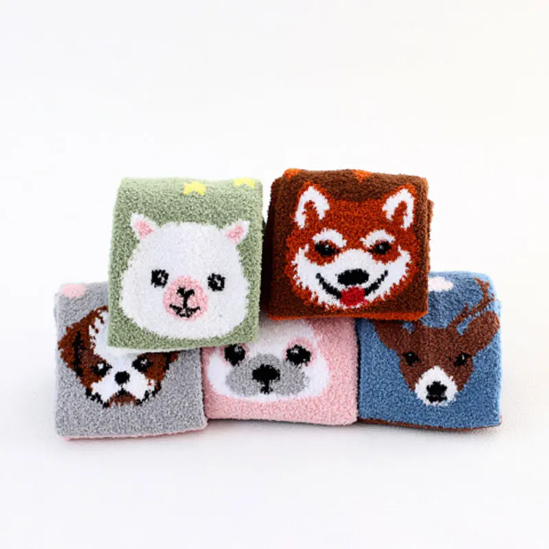 

Women Socks Cute Cartoon Animal Socks New Winter Floor Socks with Fleece and Thickening Indoor Socks Elastic Stockings