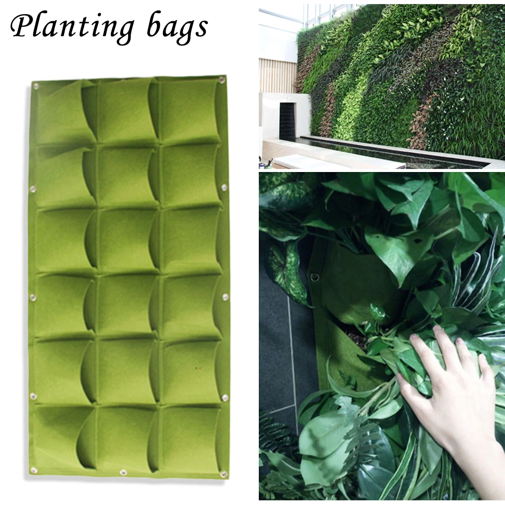 

9/18 Pockets Green Grow Bags Planter Vertical Garden Vegetable Living Garden Bag Seedling Wall Hanging Plant Growing Bags