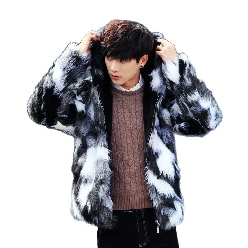 

Winter Faux Fur Thick Men Coat Gray and Green Mens jackets and Coats Asia size S M L XL XXL XXXL XXXXL