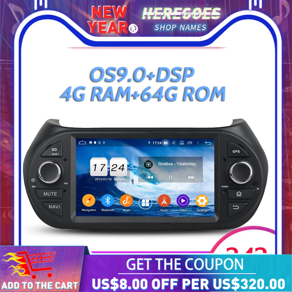 IPS DSP Android 9 0 4 Гб ОЗУ 64 ПЗУ автомобильный dvd плеер Wifi 4G Bluetooth RDS радио GPS карта для