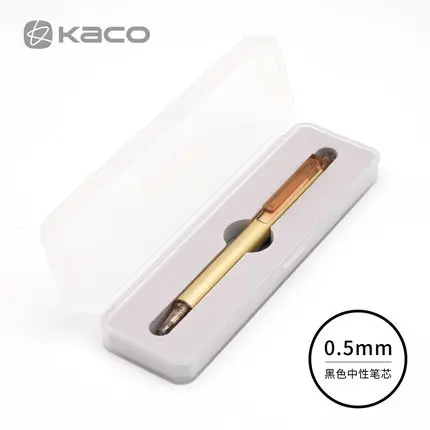 Xiaomi KACO, серия трубок, цветная гелевая ручка с чернилами, металлическая ручка, 0,5 мм, выдвижная, черная, гладкая, для письма, канцелярские принадлежности, для школы, офиса - Цвет: 1 Gold with box