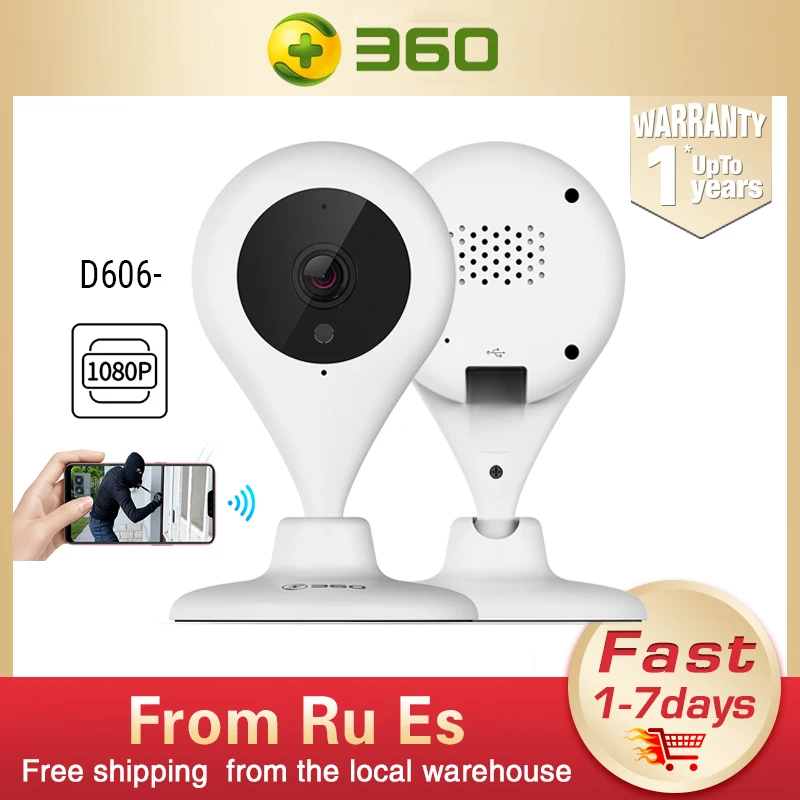 360 D606 дома Камера 1080P Full HD Mini IP камера, Wi-Fi, в форме капли воды Беспроводной с ИК-подсветкой для съемки в Камера CCD обнаружения движения 2-полосная аудио