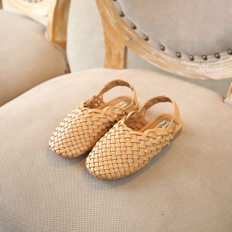 Çocuk sandalet kızların dokuma ayakkabı yalınayak yumuşak taban bebek ayakkabıları