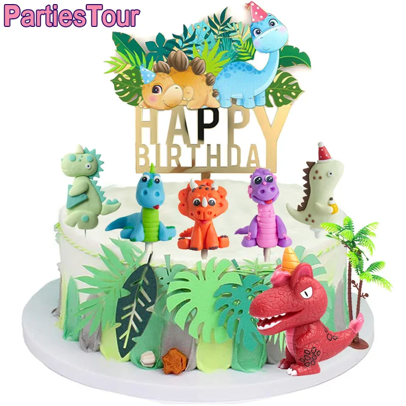 

Dinosaur Cake Toppers Dinosaur Happy Birthday Cake Topper Animal Cake Toppers Dessert Topper Dino Forest Theme Cake Decortions