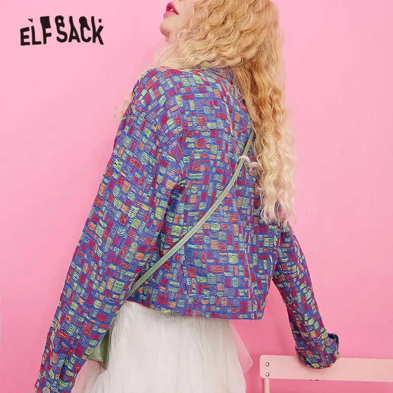 ELFSACK, цветная клетчатая Женская мини-юбка в Корейском стиле, осень, новая модная Уличная Повседневная Офисная Женская юбка