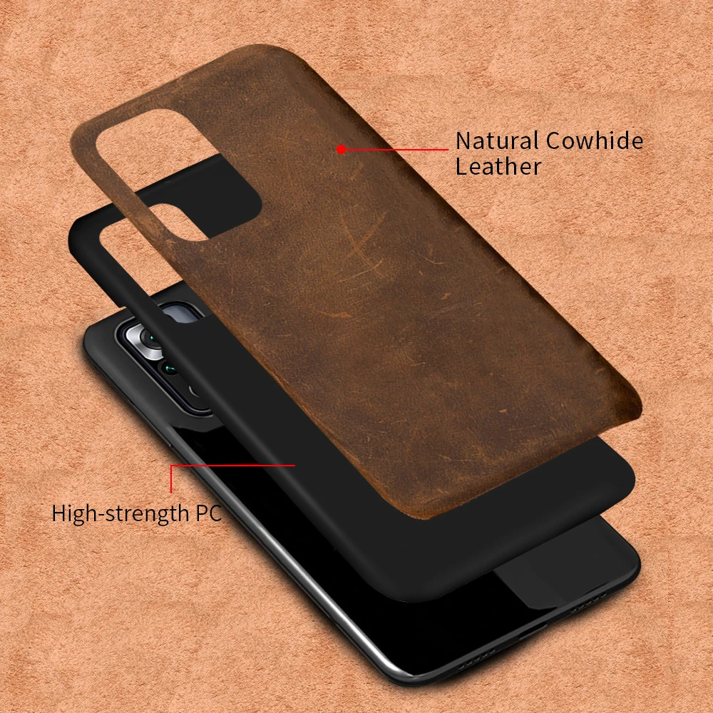 Genuine PULL-UP Leather Case for Xiaomi Redmi Note 10 Pro 9 Pro 8 For Mi 11 Ultra 10T Lite Poco X3 Pro F3 Repairable Matte Cover