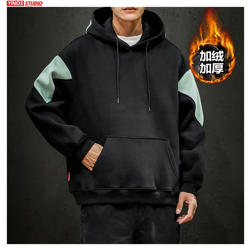 Прямая поставка теплая хлопковая верхняя одежда с карманами пуловер Осенняя