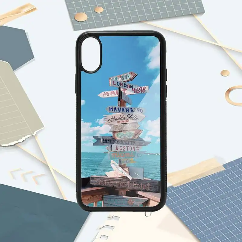 

Travel World Map Road Sign coque Phone Case PC for iPhone 11 12 pro XS MAX 8 7 6 6S Plus X 5S SE 2020 XR