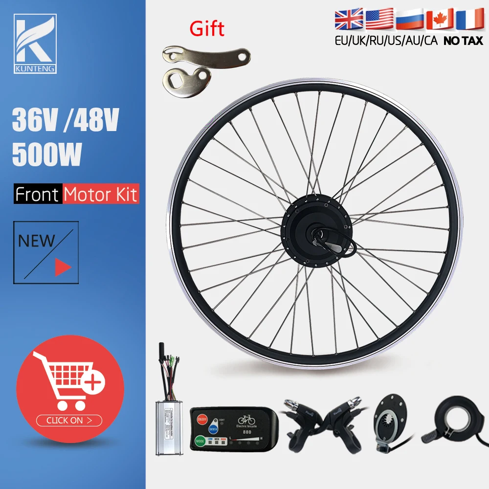 Billig Elektrische Bike Conversion Kit 20 24 26 27,5 28 29 Zoll 700C Motor Rad 36V48V 500W Vorderrad Hub Motor Für Ebike Motor Kit