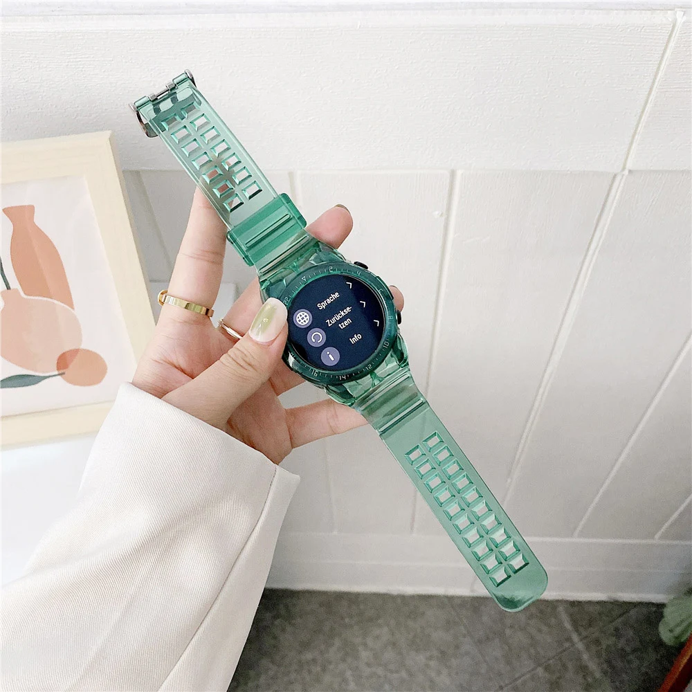 Мягкий силиконовый чехол рамка с ремешком для Huawei Watch GT 2 46 мм ремешок прозрачный