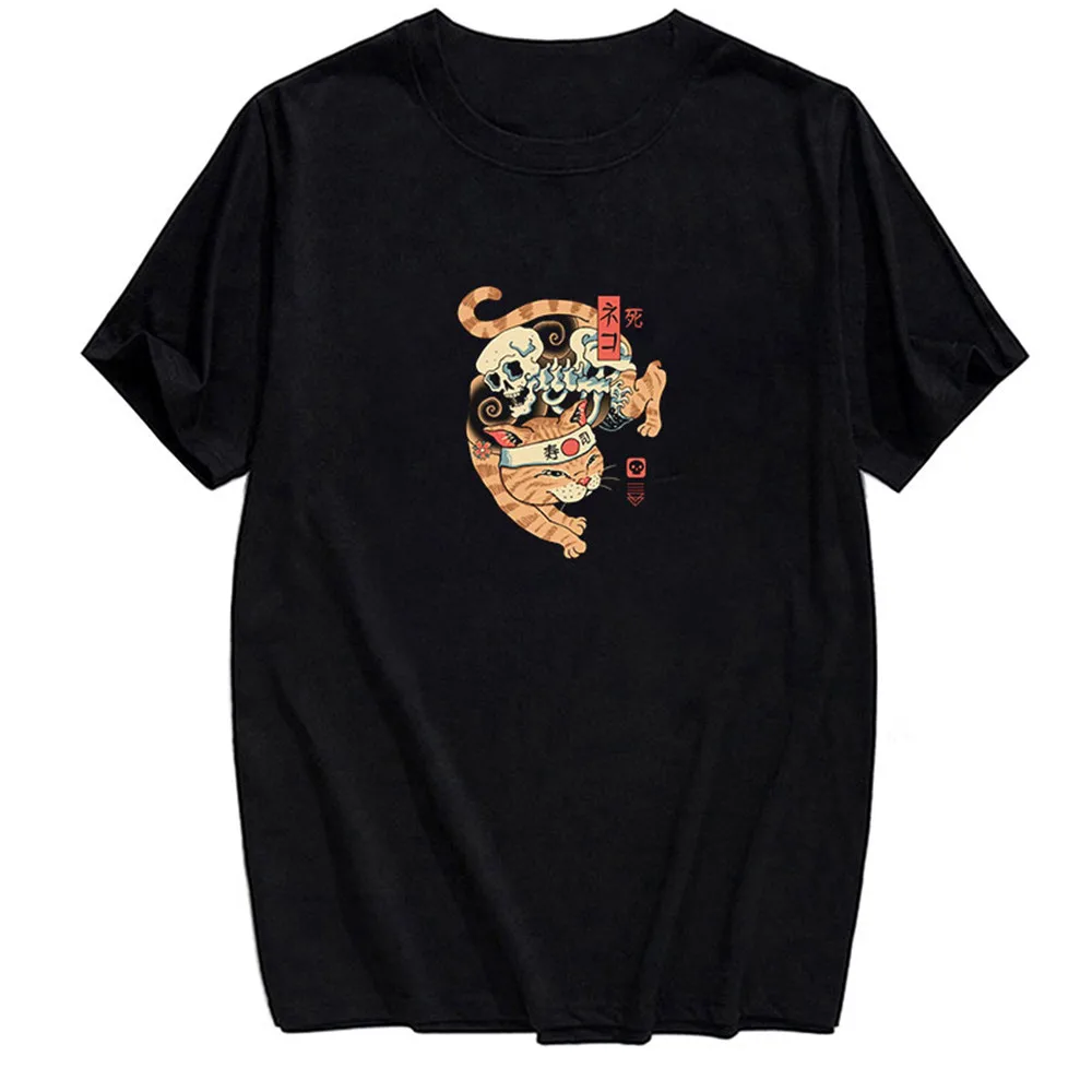 

CLOOCL Animal Printed Men's T-shirts 3D Printed Men Clothing Ninja Cat Cartoon Personality Tees Unisex Short Sleeve Black Tees