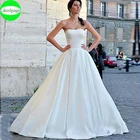 Женское свадебное платье It's yiiya, Белое Атласное Платье трапециевидной формы на завязках на лето 2021