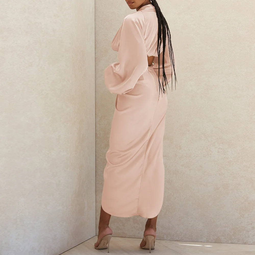 Женский костюм из двух предметов новый женский атласный с длинным рукавом и