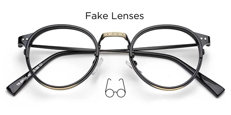 Fake lens 01 TR90 оправа для очков, мужские ретро маленькие круглые очки по рецепту, женские, винтажные оптические оправы для близорукости, очки - Цвет оправы: Fake lens 01
