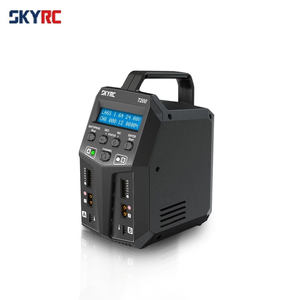 SKYRC T200 зарядное устройство 12А 100 Вт двойной XT60 штекер 10 Вт Dis зарядное устройство для LiHV LiPo Li-Ion LiFe NiMH NiCD Pb батарея AGM холодные режимы