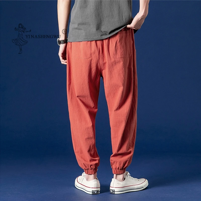 

Japanese Kimono Men Sports Pants Loose Harajuku Trousers Japan Traditional Asian Clothing Yukata Style Embroidered Harem Costume