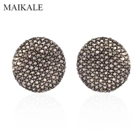 maikale vintage earrings round gold black stud earrings metal exaggerated rhinestone earrings for women to friend gift