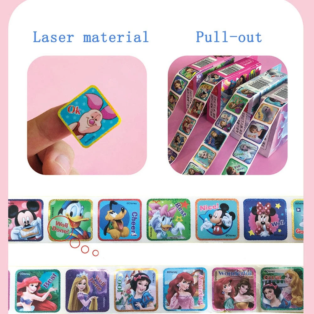 

200Pcs/Box Disney Stickers Girl Toy Anime Frozen Princess Mickey Sofia Finding Nemo Diary Decoration Notebook Removable Sticker