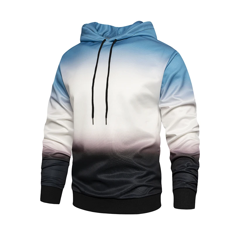 Толстовка мужская с градиентом свитшот капюшоном в стиле Харадзюку пуловер