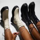 Новинка, женские ботинки челси, женские модные однотонные ботинки из искусственной кожи на квадратном каблуке, на молнии, с круглым носком, # g3