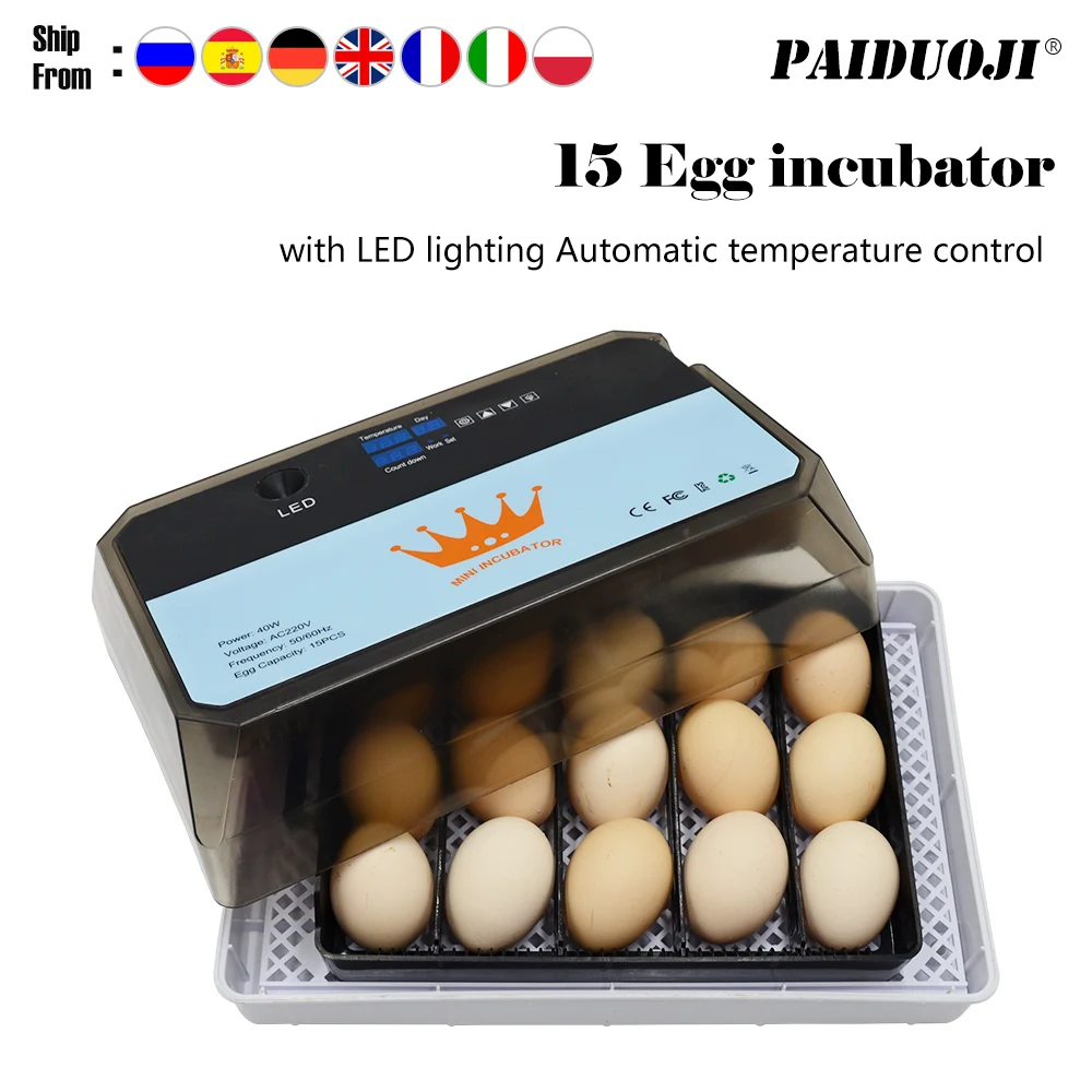 

Mini New 15 Eggs Incubator for Chicken Goose Bird Quail Automatic Animal Hatching Incubation Equipment Hatchery Incubation Tools