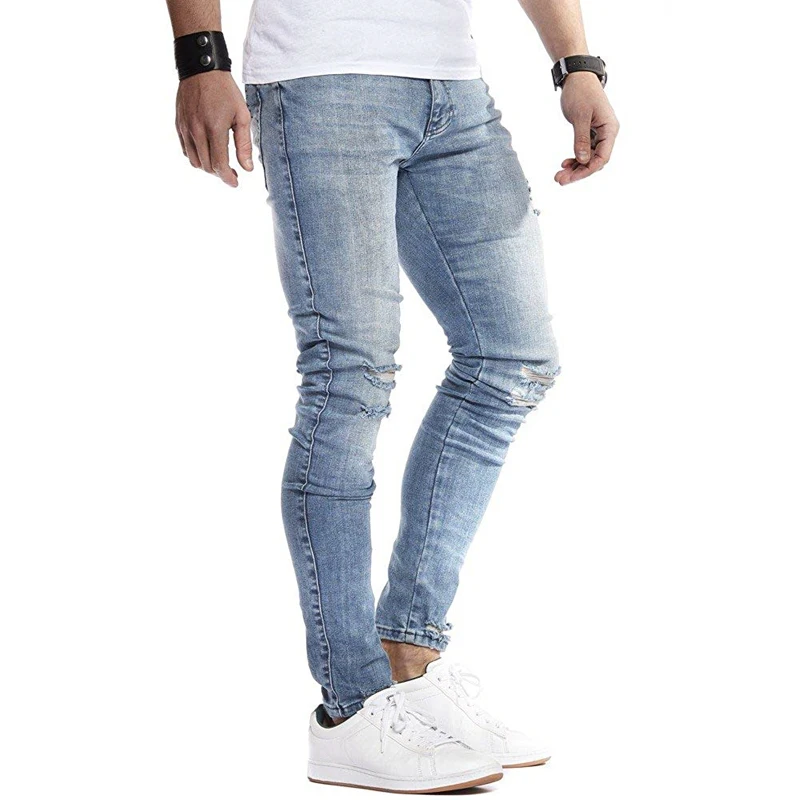 Men's Skinny Jeans 2019 Super Tear Elastic Denim Pants Waist European Style Four Seasons |