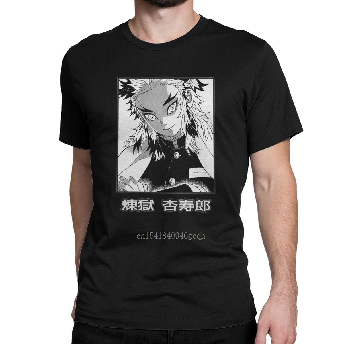 

Kyojuro Rengoku Demon Slayer Men's T Shirts Anime Unique Tee Shirt Round Collar T-Shirt 100% Cotton 4XL 5XL 6XL Clothes