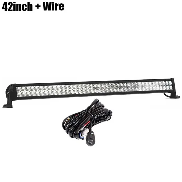 240W Wire kit 42 дюйма 240 Вт прямой светодиодный рабочий светильник для вождения автомобиля грузовика внедорожника противотуманная фара с комплектом проводов беспроводной изолятор дистанционного управления - Цвет: 240W Wire kit