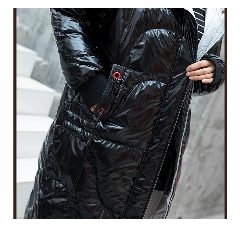 Женская зимняя куртка на белом утином пуху свободная длинная парка украинское