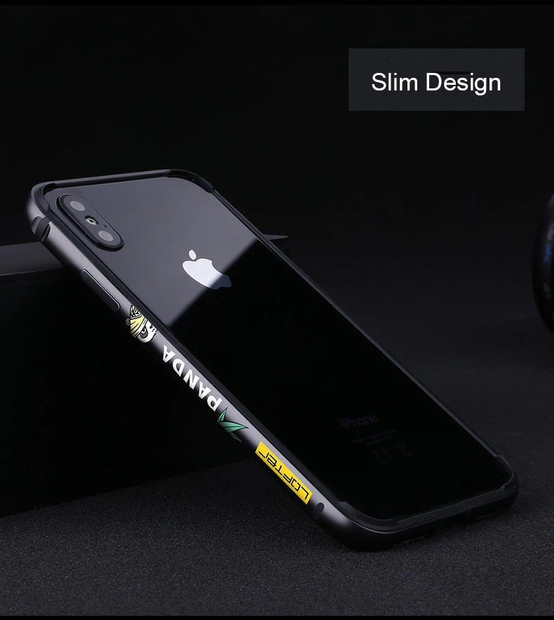 Металлический бампер для телефона с милой пандой для iPhone XS X, чехол для телефона s для iPhone XS Max, чехол с мультяшной алюминиевой силиконовой рамкой, чехол