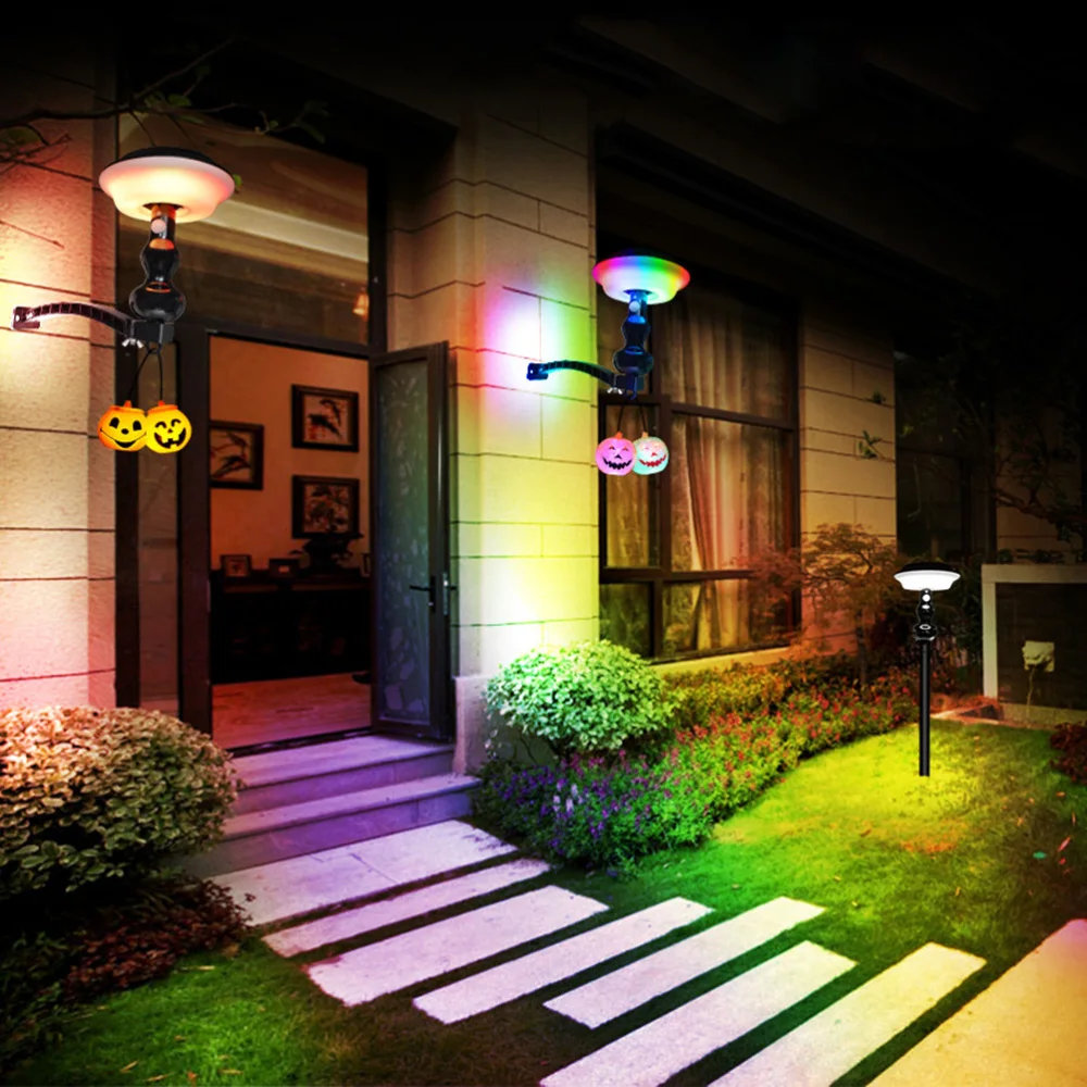 

Solar Powered Wall Light Garden Lamp Outdoor Colorful Lights for Patio Yard Lawn (Black)