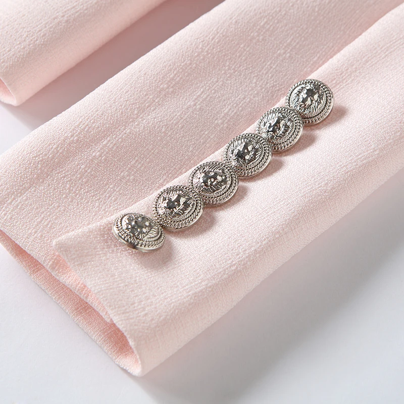 

New Fashion 2021 Baroque Designer Blazer Jacket Women's Silver Lion Buttons Double Breasted Blazer Outerwear