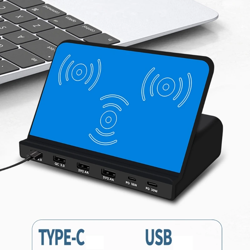 Универсальное 6 портов 30 Вт Тип C PD QC3.0 USB быстрое зарядное устройство 10 двойное