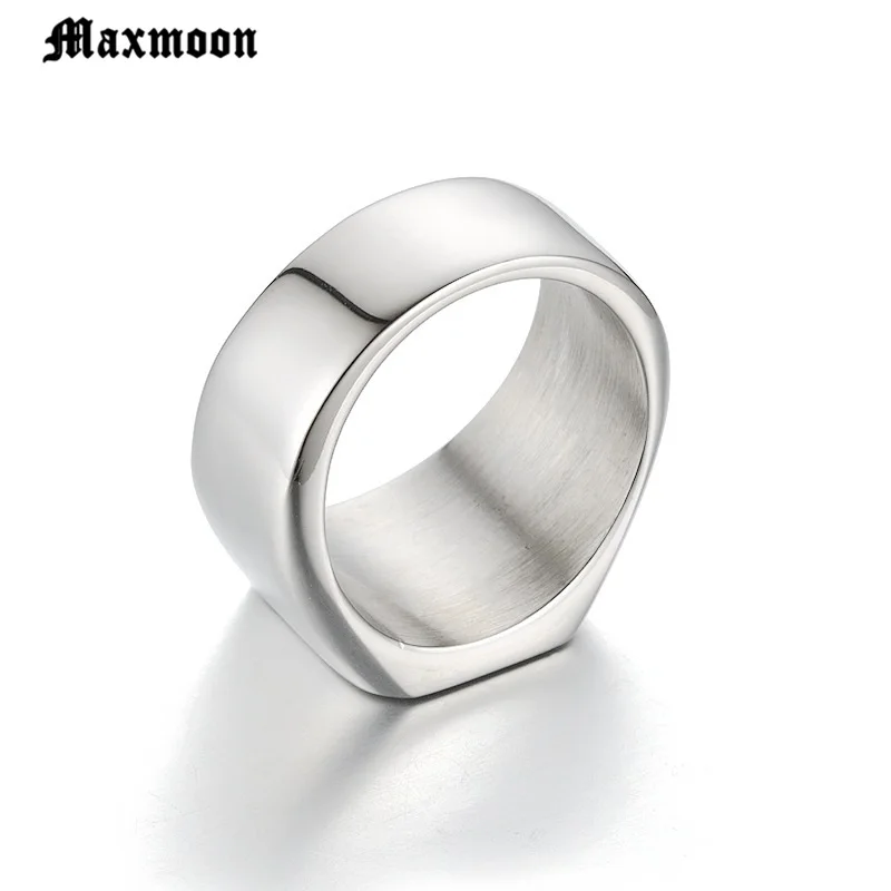 Maxmoon 316L кольца из нержавеющей стали гладкие Простые Свадебные Кольца для женщин мужской подарок высокое качество кольцо ювелирные изделия для помолвки