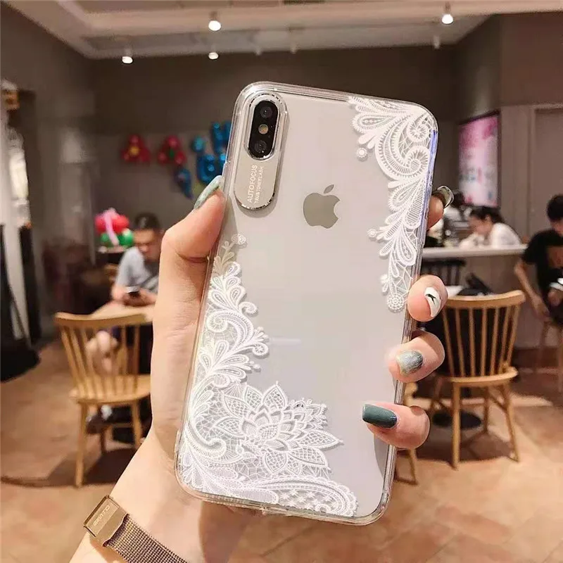 В стиле ретро с кружевом Жесткий для задней панели чехол Apple IPhone Xs Max мобильный