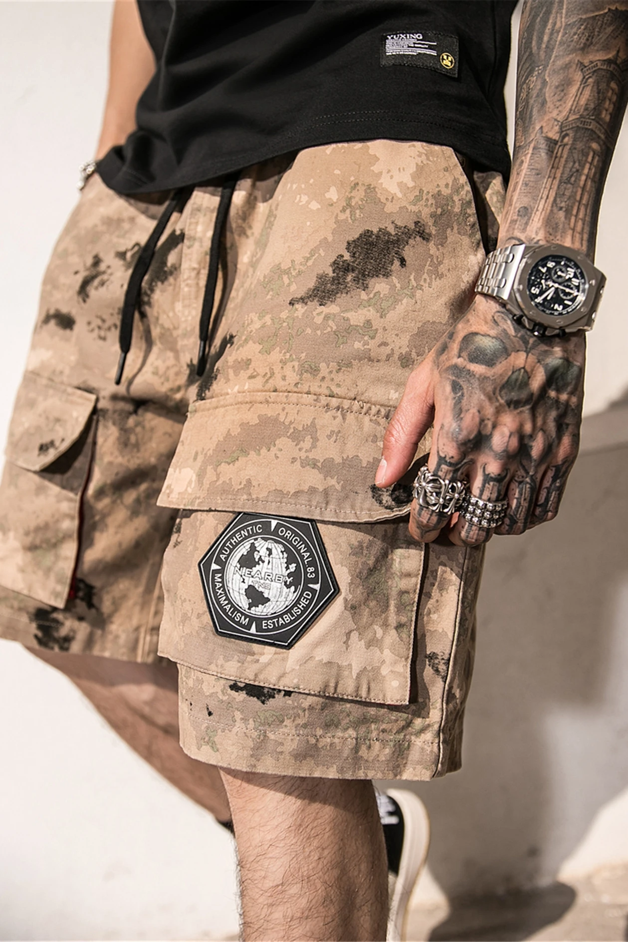 

Summer Casual Men Shorts Streetwear Army Green Cargo Shorts Jogger Camouflage with Pockets Fashion Bandana Pants Cotton 2021