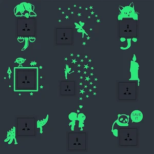 Световой мультяшный переключатель наклейки светится в темноте кошки наклейки люминесцентные фея с Луной и звездами стикеры детской комнаты украшение дома