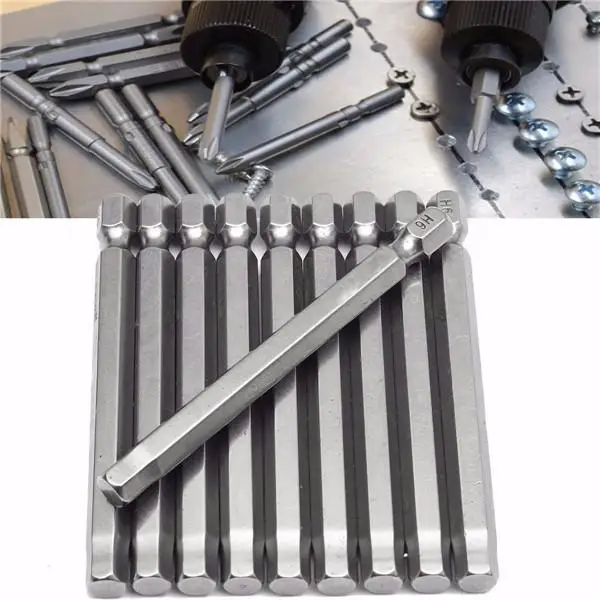 

10 шт. 75 мм 1/4 дюйма хвостовик Набор отверток 6 мм Шестигранная головка магнитные отвертки биты