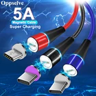 Магнитный зарядный кабель 5A Supercharge Type-C Micro USB, зарядные устройства для телефонов Huawei P40 P30 P20 Mate 40 30 Samsung Xiaomi iPhone