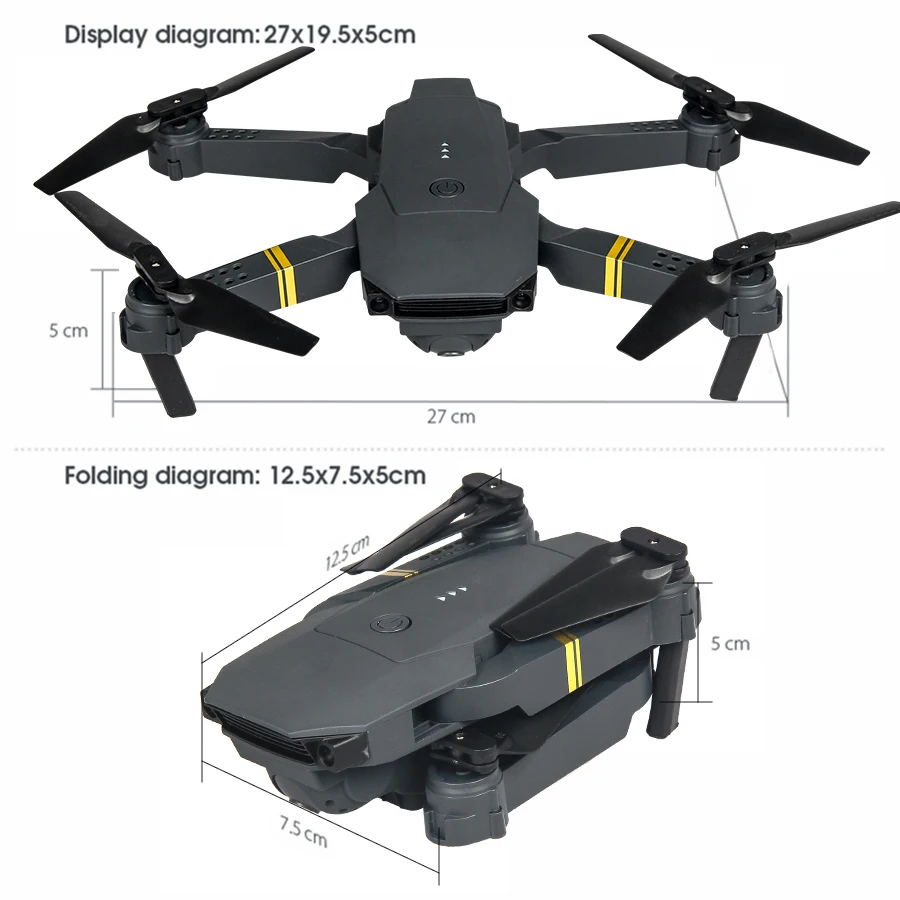 

Direct shipping E58 Drone WIFI FPV Profesional With 720P/1080P/4K HD Camera Hight Hold Mode Foldable Arm RC Quadcopter Toys