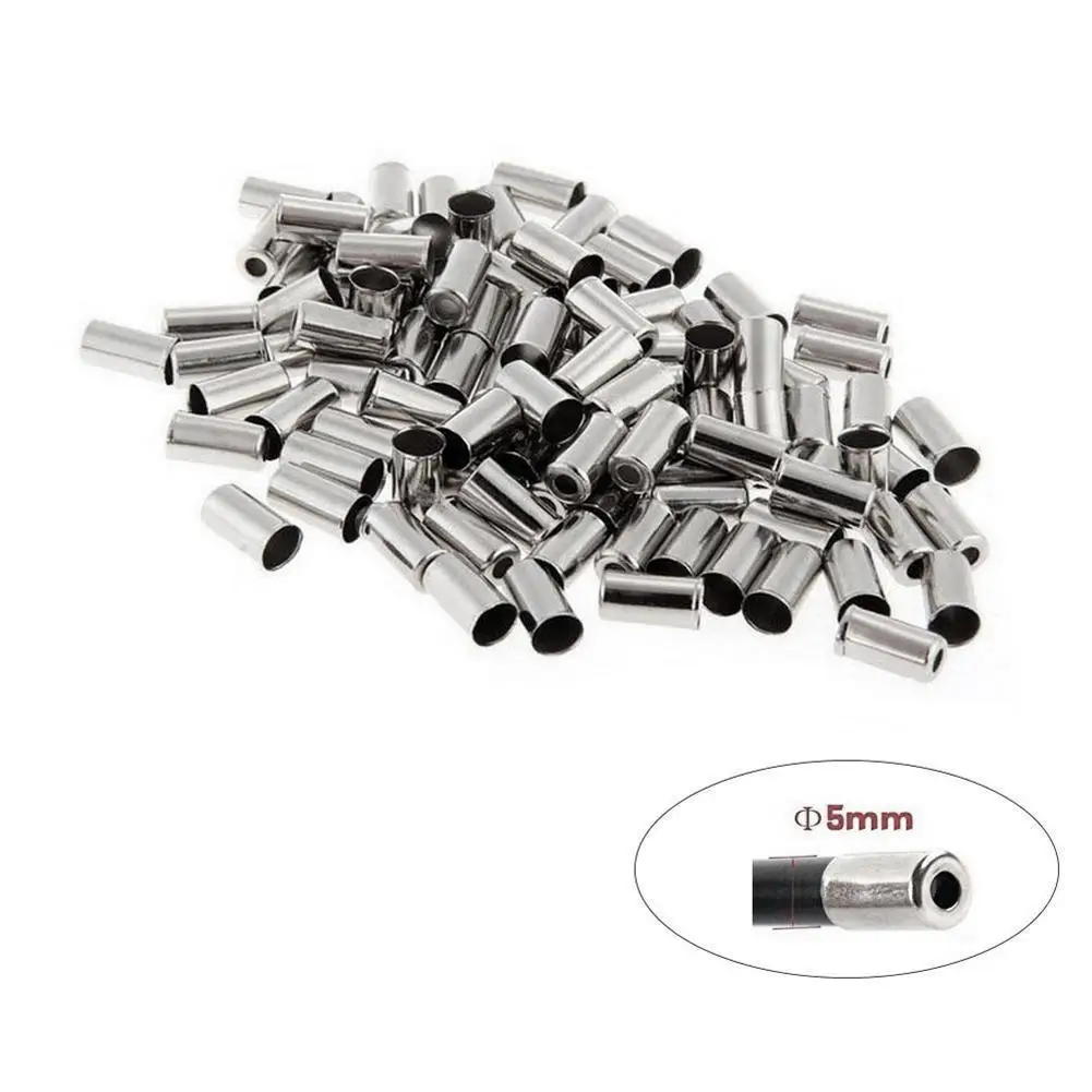 

100pcs CNC 5mm Shift Brake Cable 4mm Bike Derailluer Housing Cap Line Outer Crimp Tips Aluminum Ring Ferrule Inner Cable End