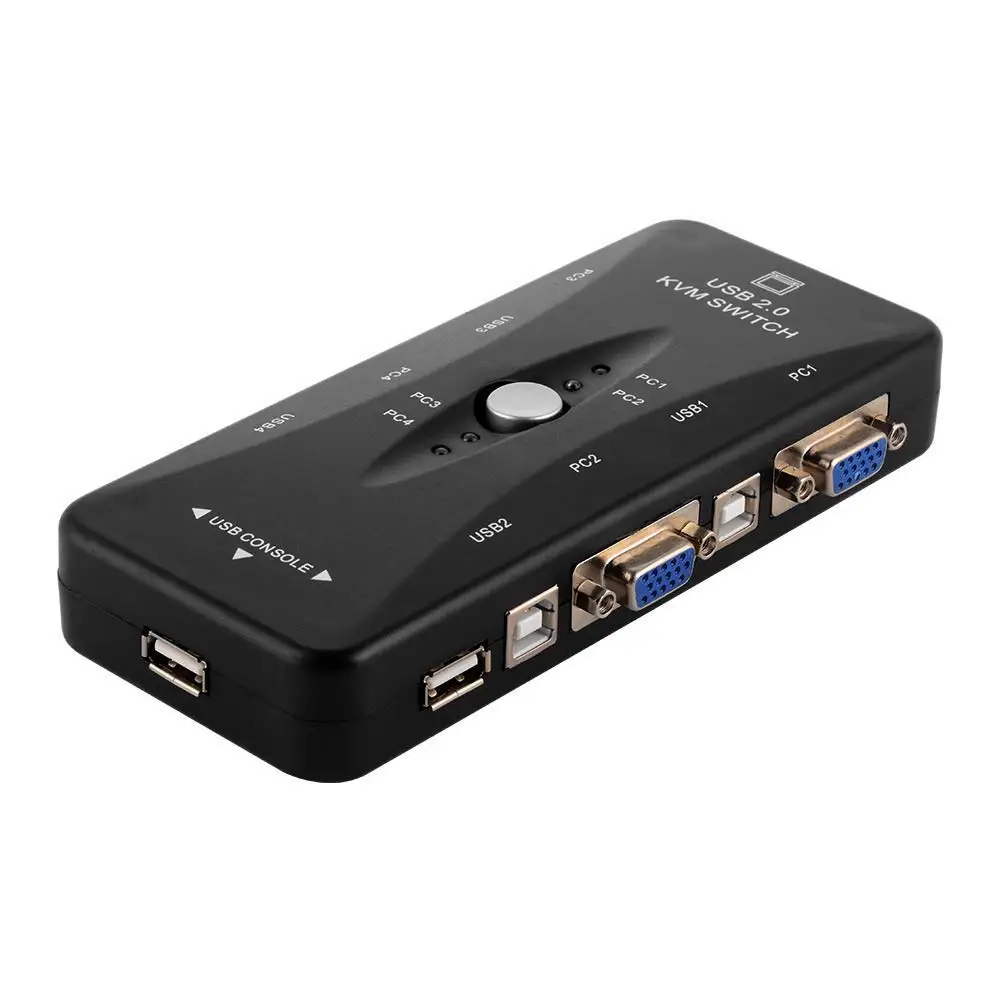 USB KVM VGA коммутатор с 4 портами 2 0 адаптер одной кнопкой обмена для компьютера