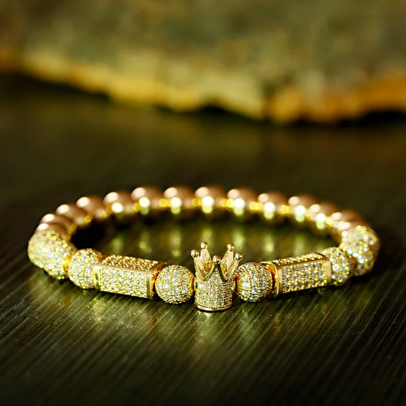 Роскошный мужской браслет OIQUEI с Королевской короной геометрический эластичный