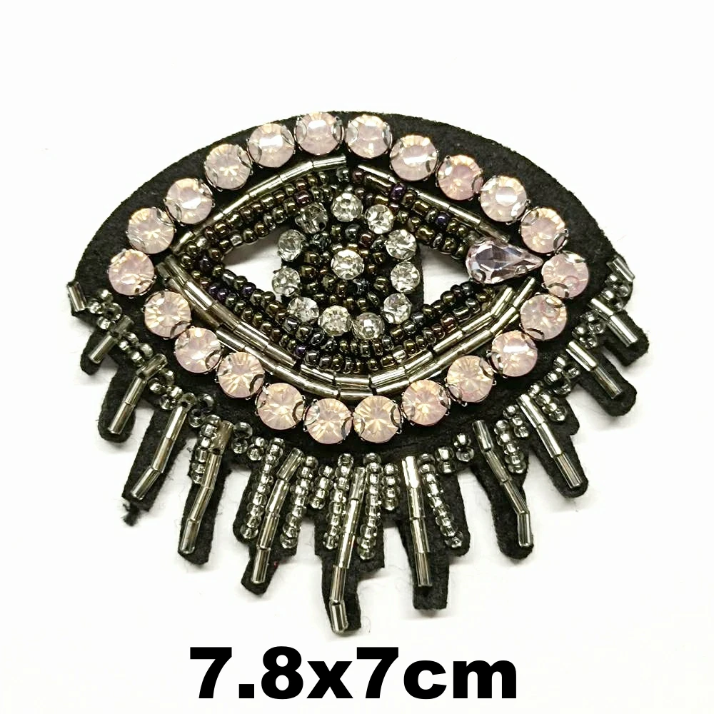 

Design embroidery beaded eyes embroideried patches for clothing HO-3288