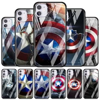 avengers shield marvel for apple iphone 12 pro max mini 11 pro xs max x xr 6s 6 7 8 plus luxury tempered glass phone case