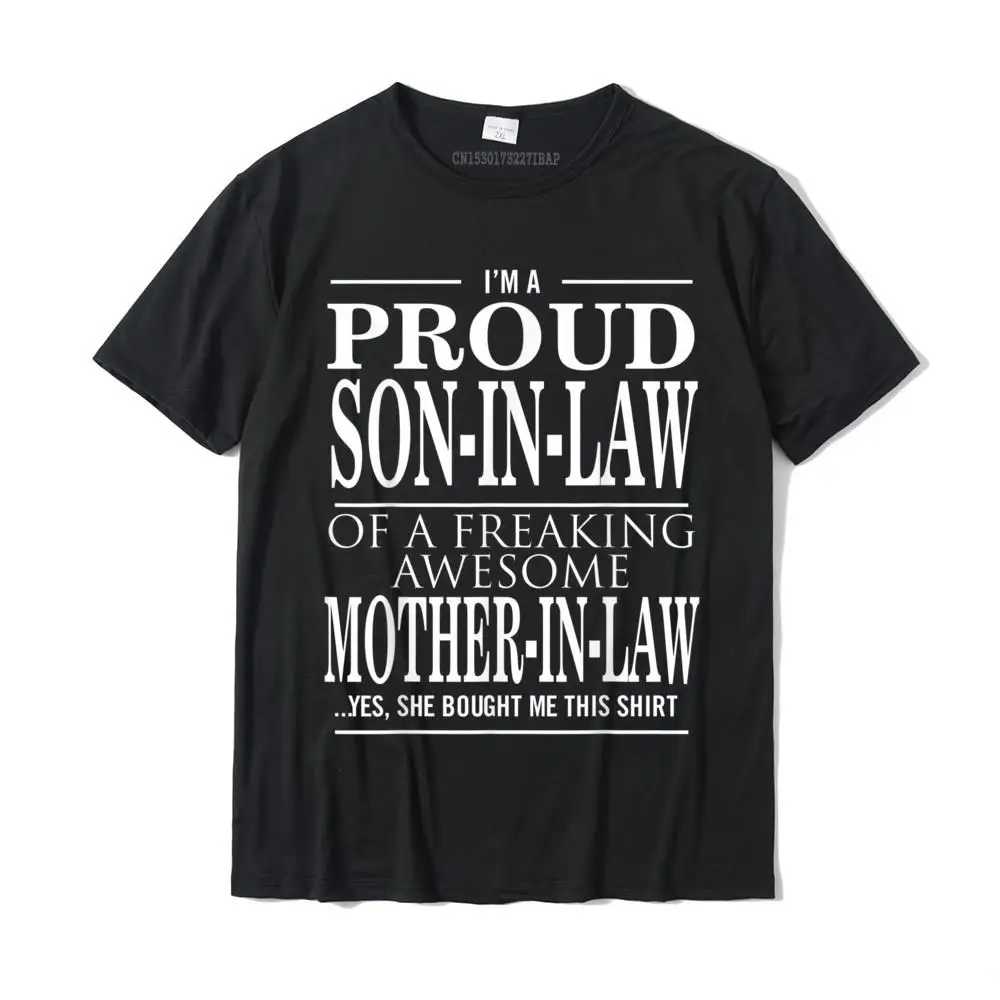 

Mens Proud Son In Law Of A Freaking Awesome Mother In Law T-Shirt Wholesale Printed On Tops & Tees Cotton Tshirts For Men Summer