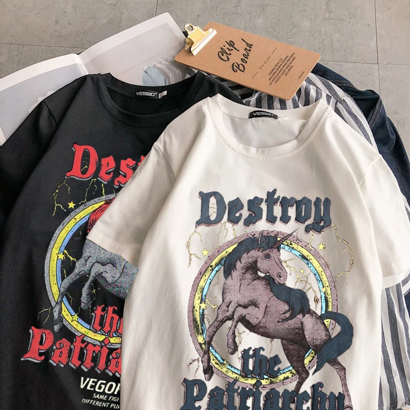 Готическая футболка в стиле Харадзюку женская с принтом молнии надписью